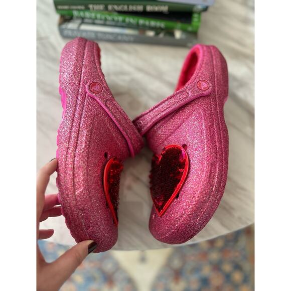 Crocs Limited Edition Pink Glitter Valentines Day Pink & Red Sequin Heart main image 4